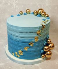 Blue and Gold Textured Buttercream