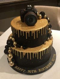 Camera Two Tier Black and Gold