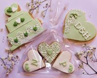 Edible Lace Wedding Cake Heart and Heart Trio cookies