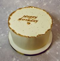 Hand painted Gold and Buttercream finish Happy Birthday