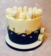 Navy White Buttercream with Marcarons