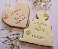 Stamped Heart and Wedding Cake cookies
